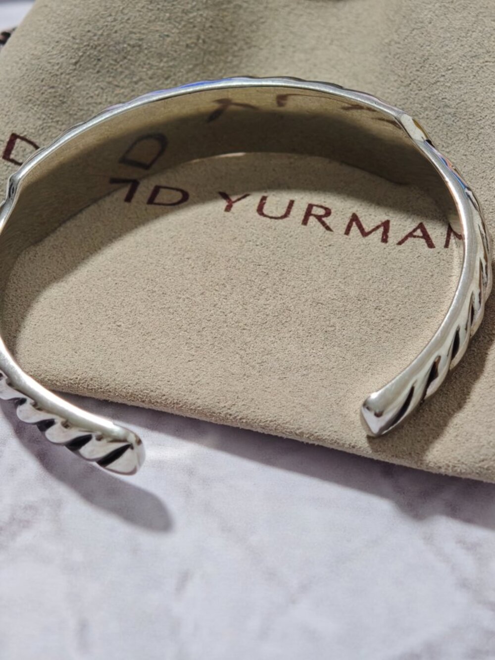 Sterling Silver Sculpted Cable Cuff Bracelet, Wide Open Bangle - Picture 3 of 8